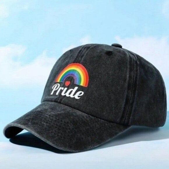 Charcoal colored Pride rainbow hat - Picture 2 of 3